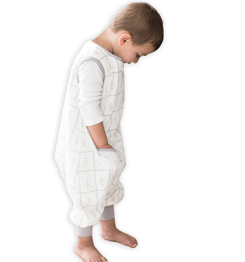 Tealbee Dreamsuit Toddler Sleep Sack with Feet - Walker Sleep Bag with Legs, Rayon made from Bamboo, All Season 1.2 TOG, 2-Way Zipper, 12m-2T - Alphabet - Image 1